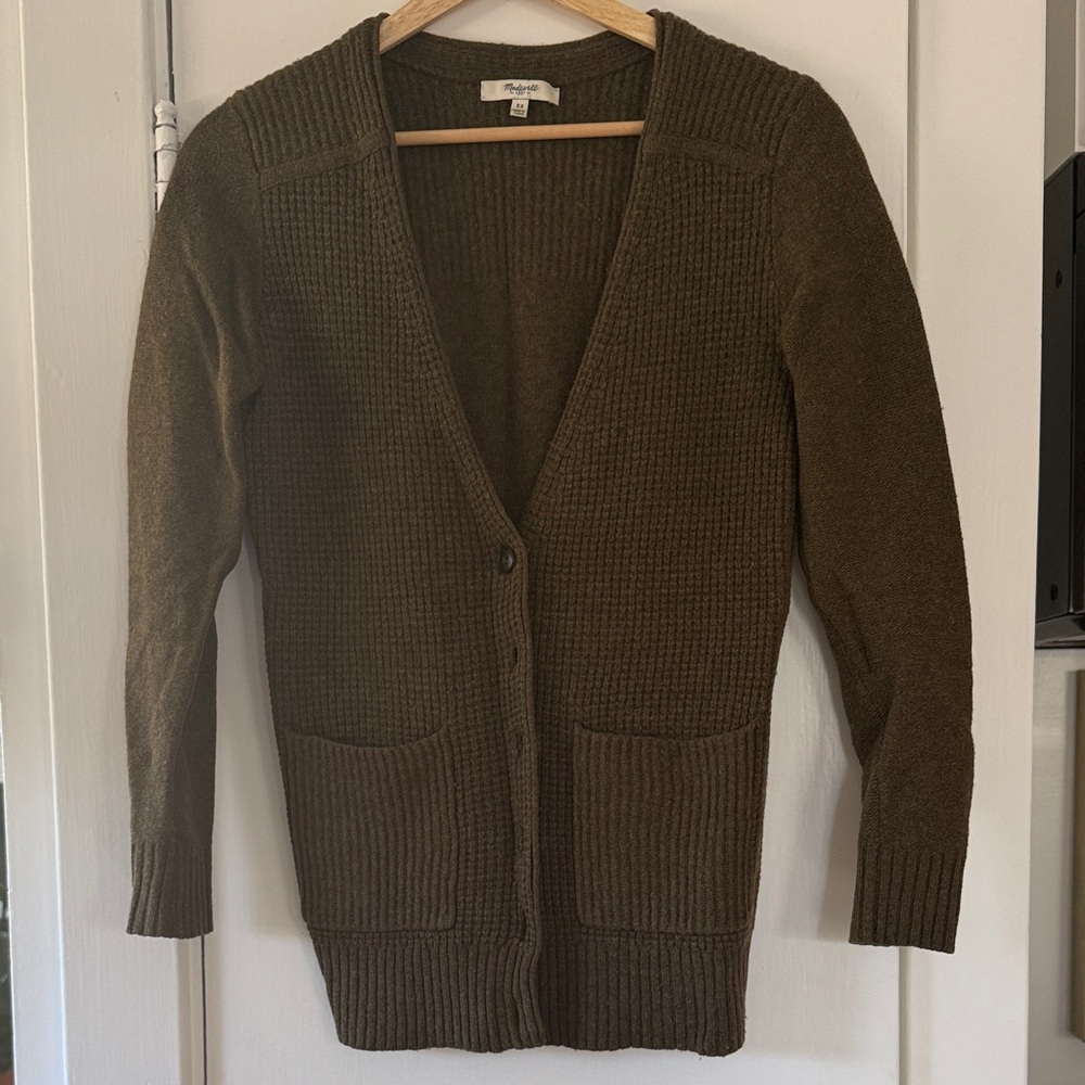 Madewell Green/ Brown Moss colored Cardigan Sweater